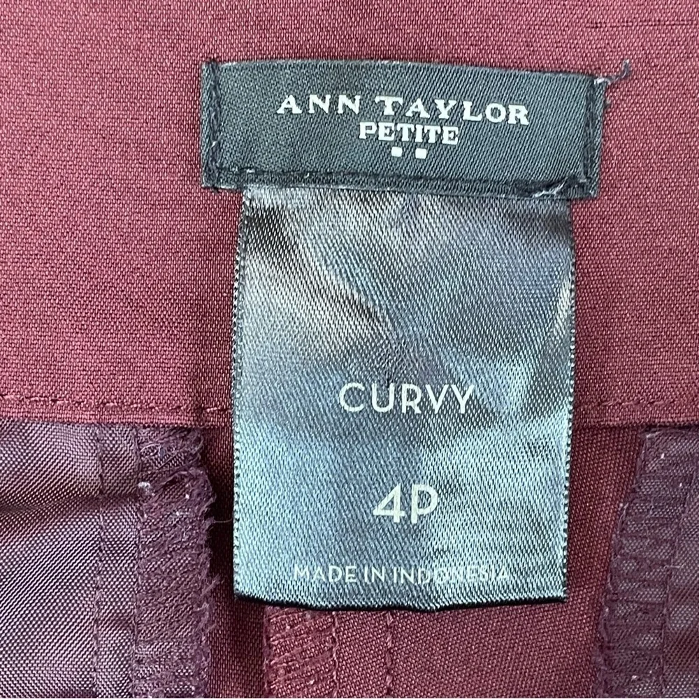 Ann Taylor Petite womens 4 Straight Leg Pants Curvy burgundy